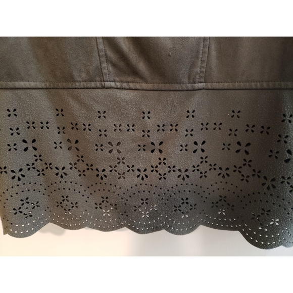 Xhilaration soft faux suede olive green women's shift dress sz small - Picture 3 of 4